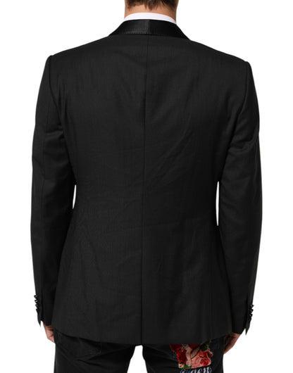 Dolce &amp; Gabbana Zwarte Wollen GOUDEN 1 Knoops Pak Blazer