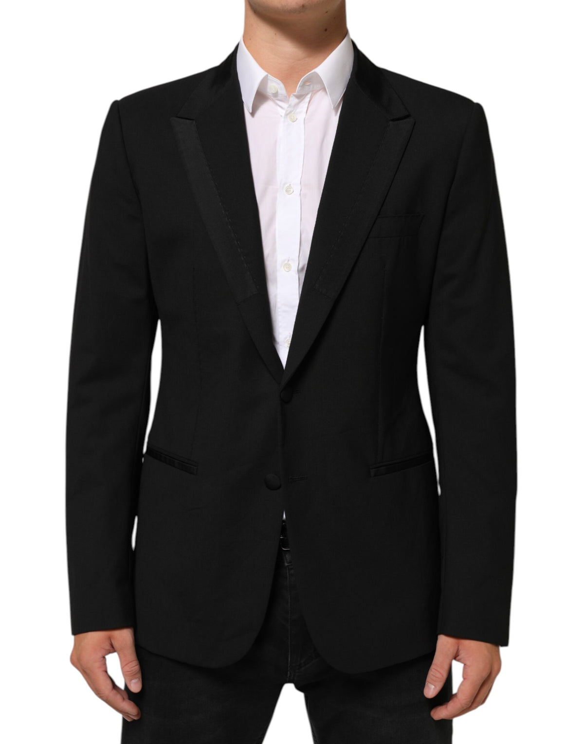 Dolce &amp; Gabbana Veste de costume homme en laine noire à 2 boutons