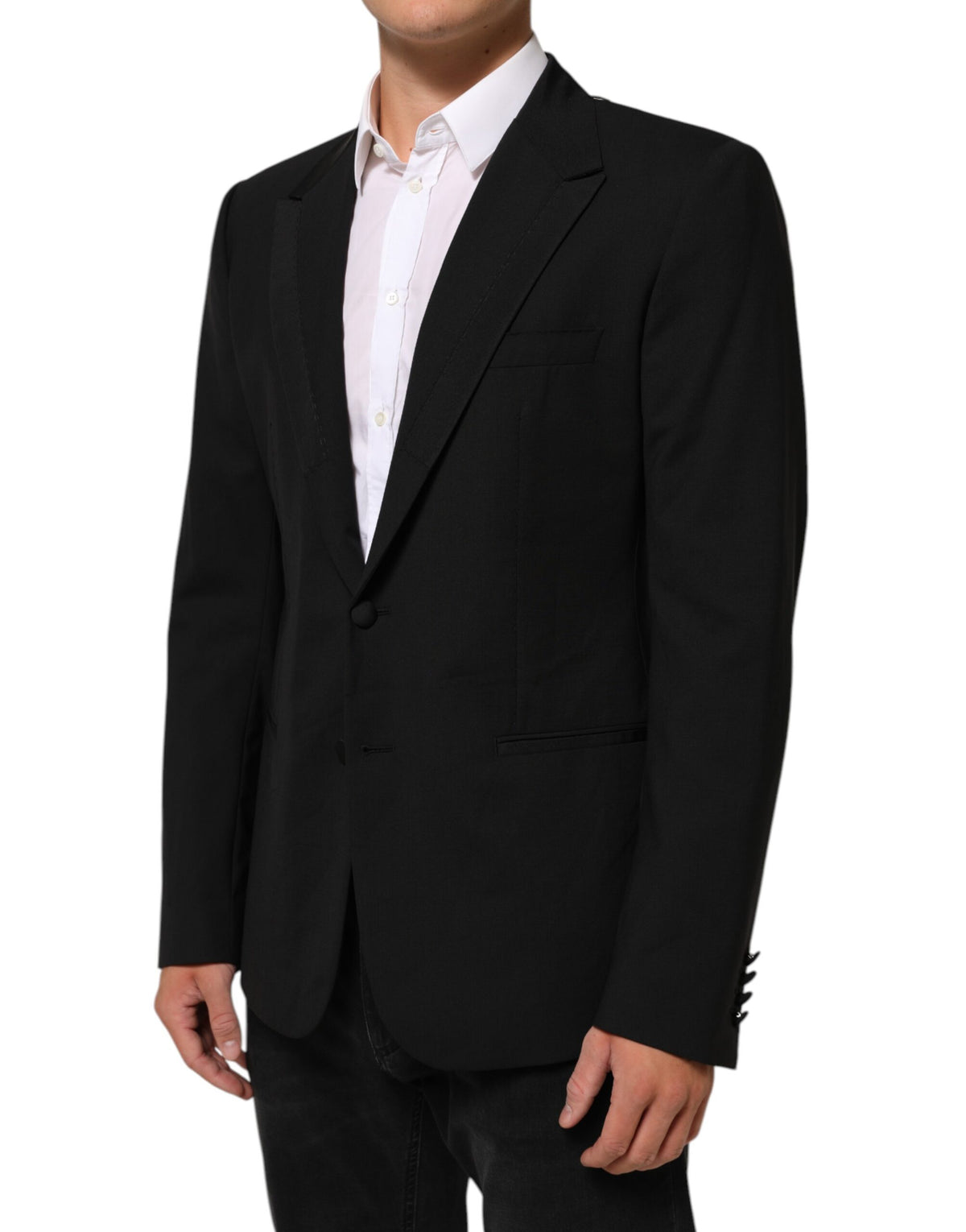 Dolce &amp; Gabbana Veste de costume homme en laine noire à 2 boutons