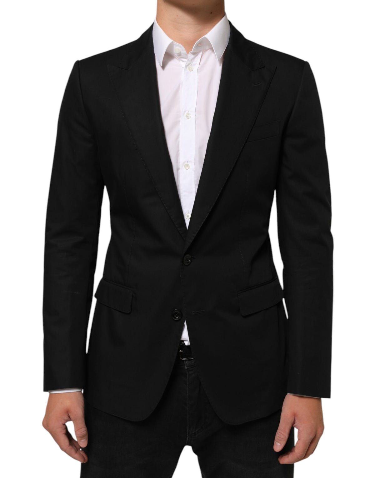 Dolce &amp; Gabbana Veste de costume homme en laine noire à 2 boutons
