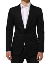 Dolce &amp; Gabbana Veste de costume homme en laine noire à 2 boutons