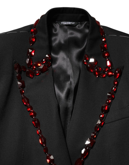 Dolce &amp; Gabbana Blazer noir SICILIA pour homme, orné de cristaux
