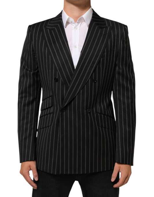 Blazer Dolce &amp; Gabbana rayé noir, modèle SICILIA, à un bouton.