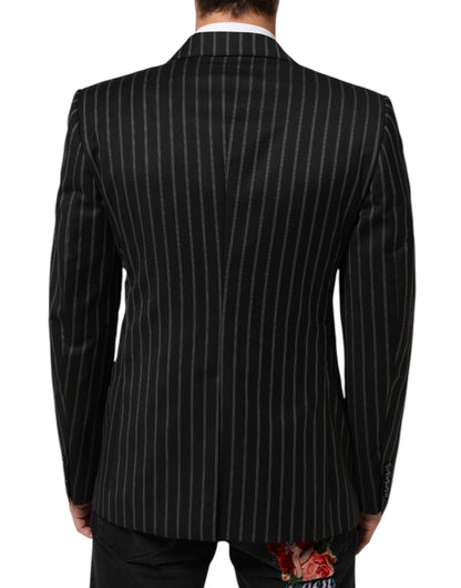 Blazer Dolce &amp; Gabbana rayé noir, modèle SICILIA, à un bouton.