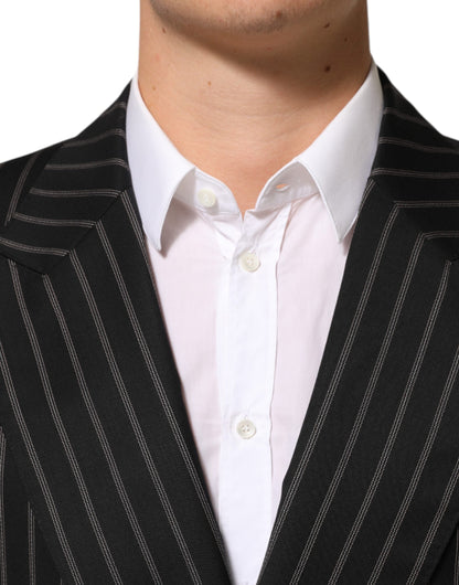 Blazer Dolce &amp; Gabbana rayé noir, modèle SICILIA, à un bouton.
