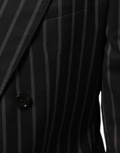 Blazer Dolce &amp; Gabbana rayé noir, modèle SICILIA, à un bouton.