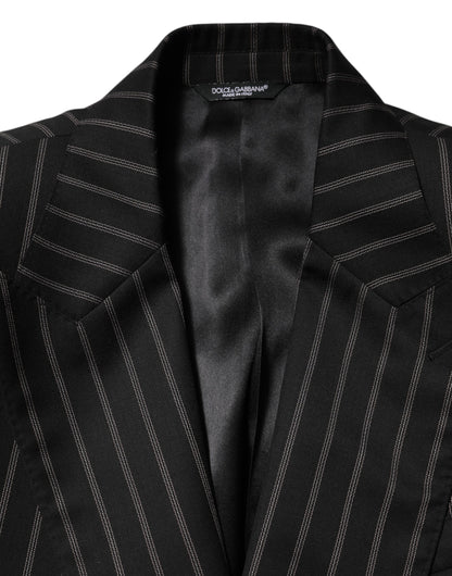 Blazer Dolce &amp; Gabbana rayé noir, modèle SICILIA, à un bouton.