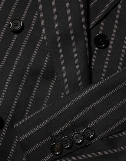 Blazer Dolce &amp; Gabbana rayé noir, modèle SICILIA, à un bouton.