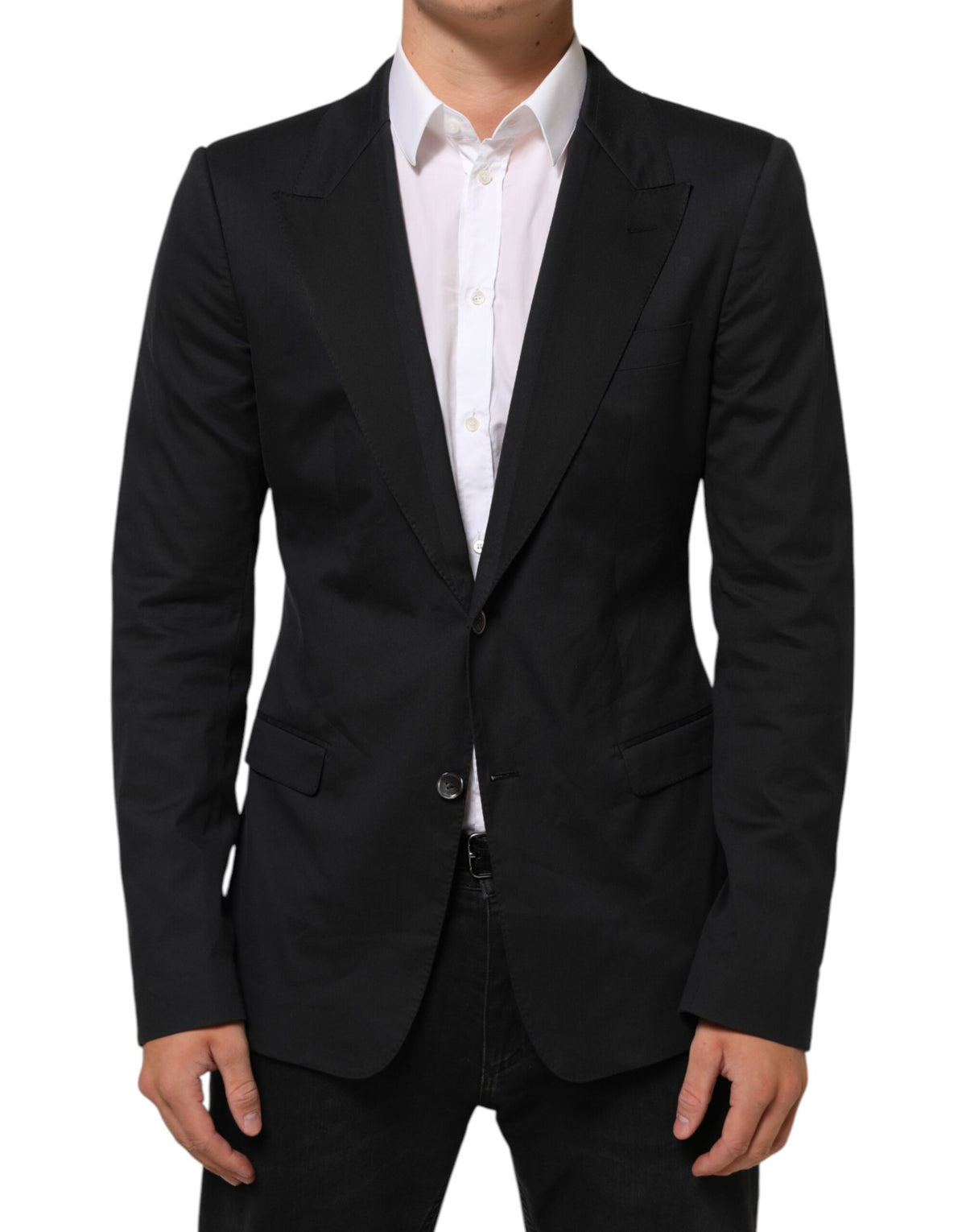 Veste de costume blazer Dolce & Gabbana en coton noir à 2 boutons