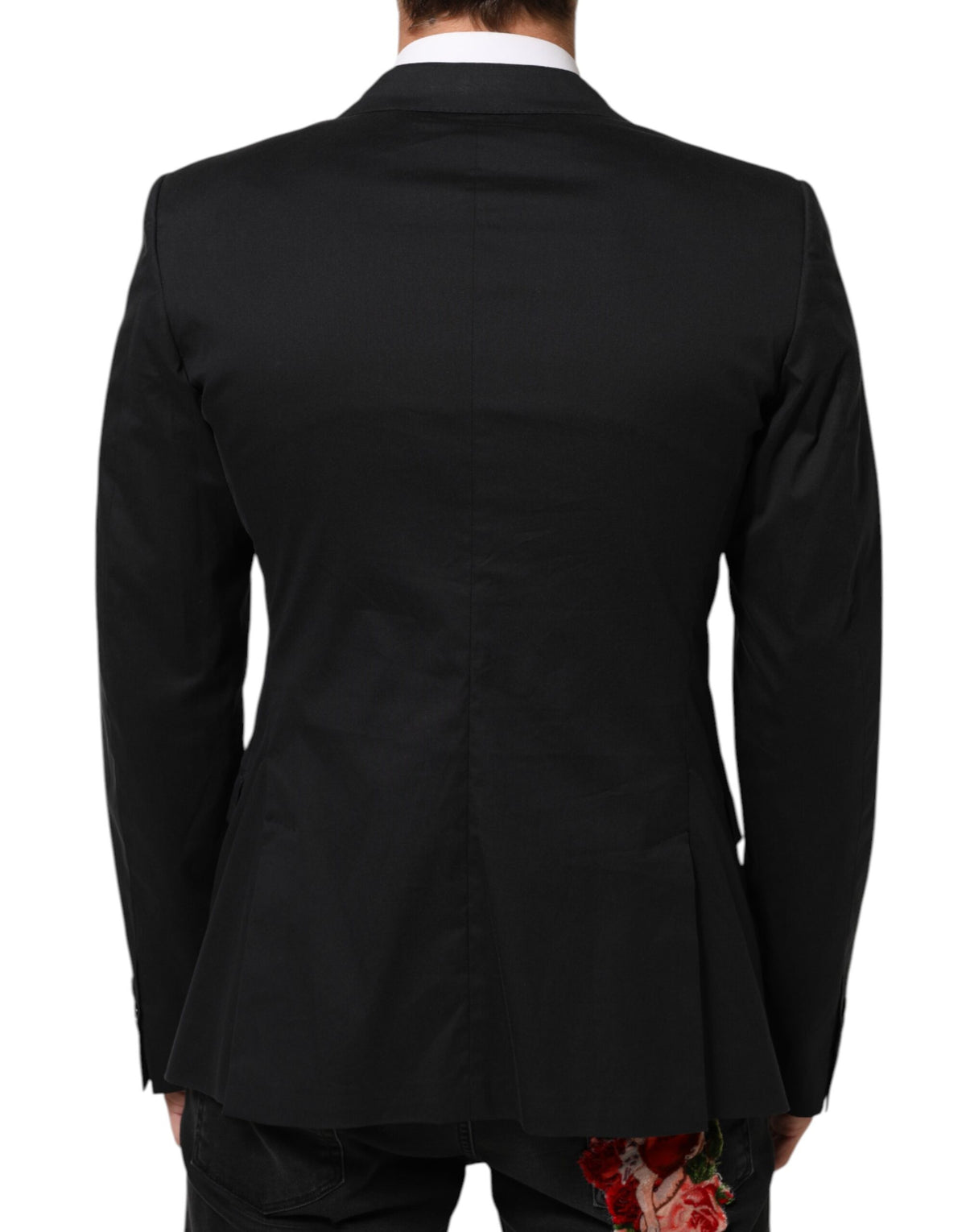 Veste de costume blazer Dolce & Gabbana en coton noir à 2 boutons