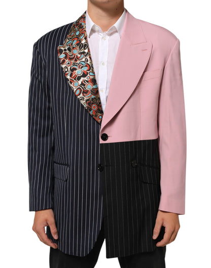Blazer à une seule boutonnage en patchwork multicolore de Dolce &amp; Gabbana