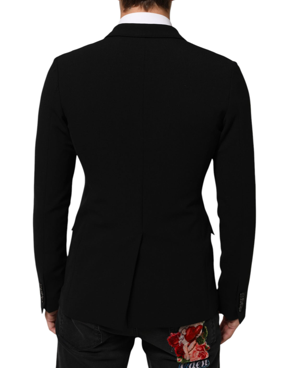 Veste Blazer Croisée Homme en Laine Noire Dolce & Gabbana