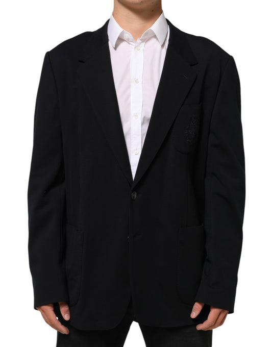 Dolce & Gabbana Veste Blazer Noir en Viscose à 2 Boutons
