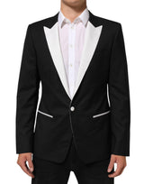 Dolce & Gabbana MARTINI Blazer Noir et Blanc à Bouton Unique