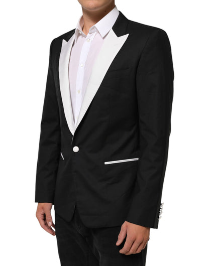 Dolce &amp; Gabbana Zwart Wit MARTINI 1 Knoop Heren Pak Blazer