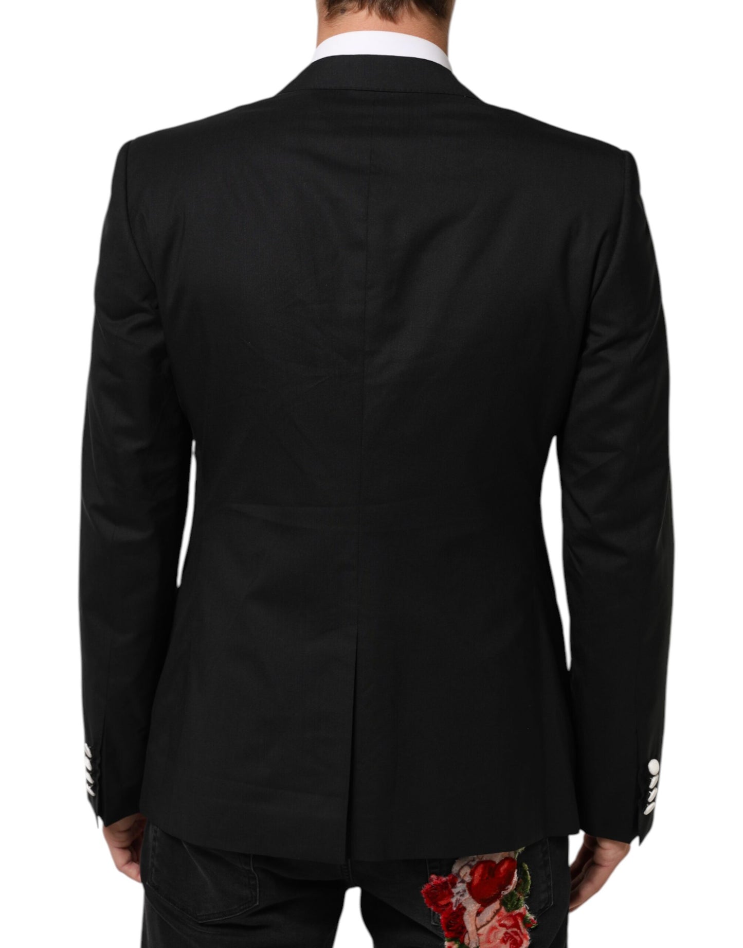 Dolce &amp; Gabbana Zwart Wit MARTINI 1 Knoop Heren Pak Blazer