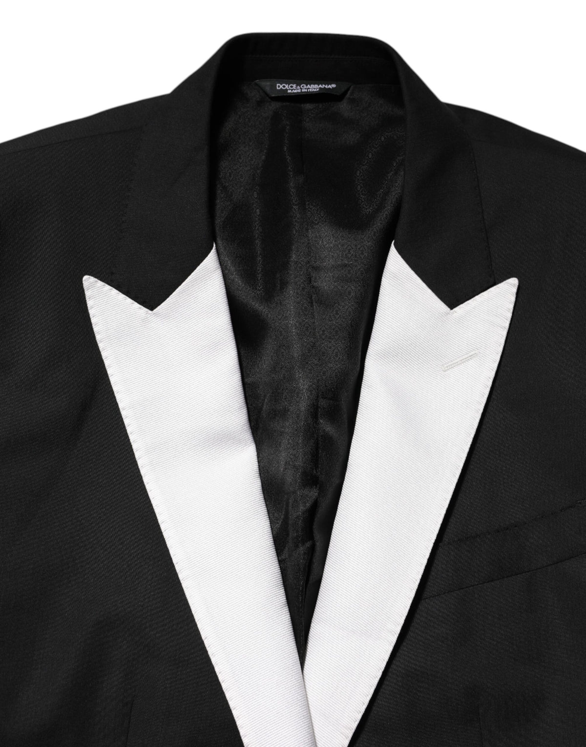 Dolce & Gabbana MARTINI Blazer Noir et Blanc à Bouton Unique