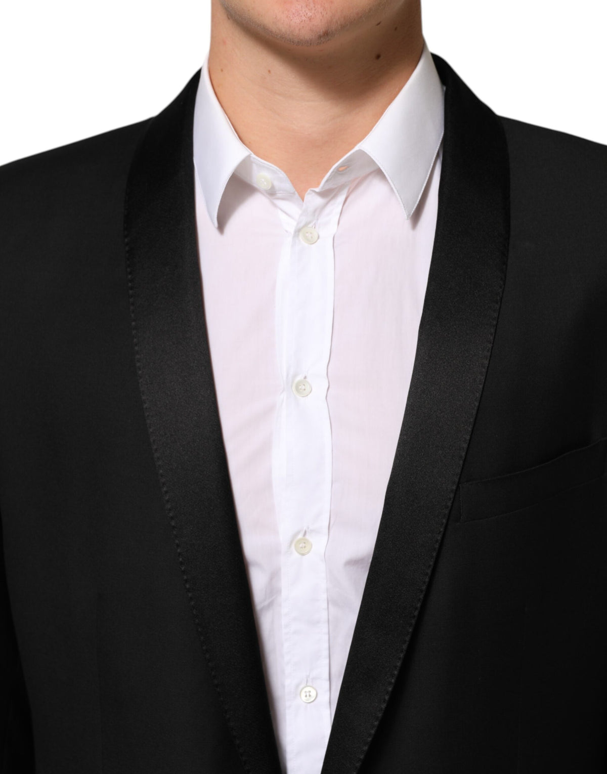 Dolce & Gabbana Blazer de costume pour homme en laine noire, 1 bouton, GOLD