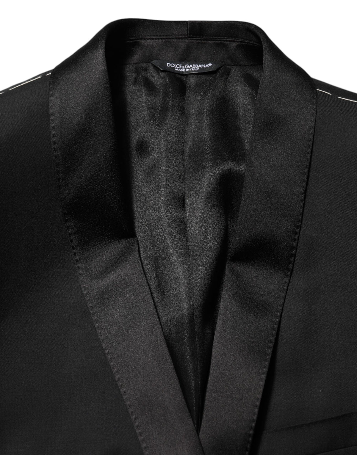Dolce & Gabbana Blazer de costume pour homme en laine noire, 1 bouton, GOLD