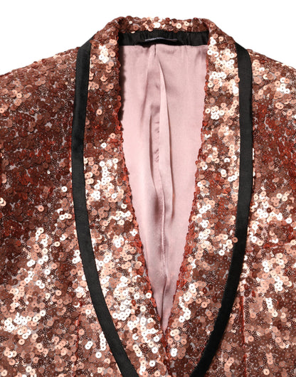 Blazer en costume pour homme Dolce &amp; Gabbana SICILIA rose à paillettes, à un bouton.