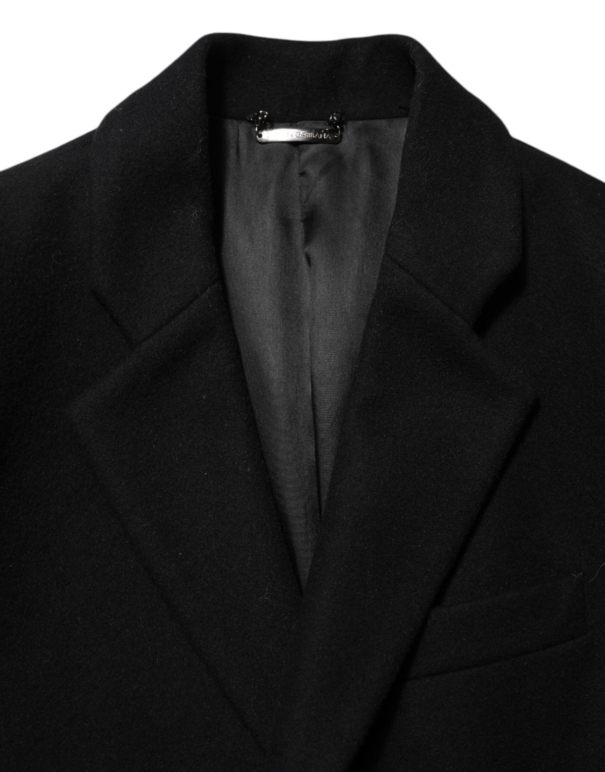 Manteau-trencher noir en laine à boutons pour homme de Dolce & Gabbana