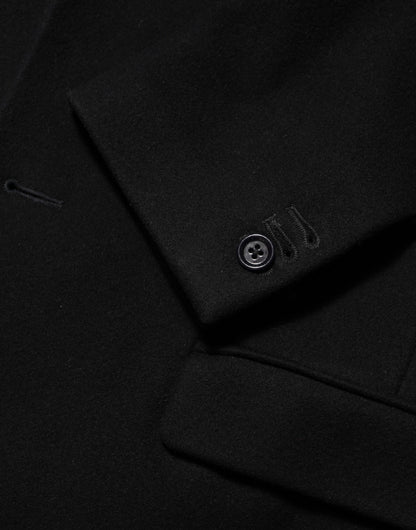 Manteau-trencher noir en laine à boutons pour homme de Dolce &amp; Gabbana