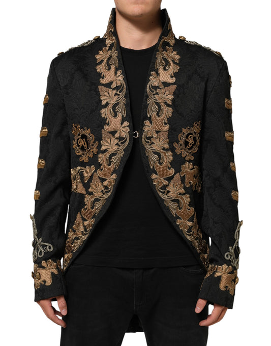 Manteau veste homme brodé en brocart noir Dolce &amp; Gabbana