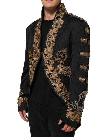 Manteau veste homme brodé en brocart noir Dolce &amp; Gabbana