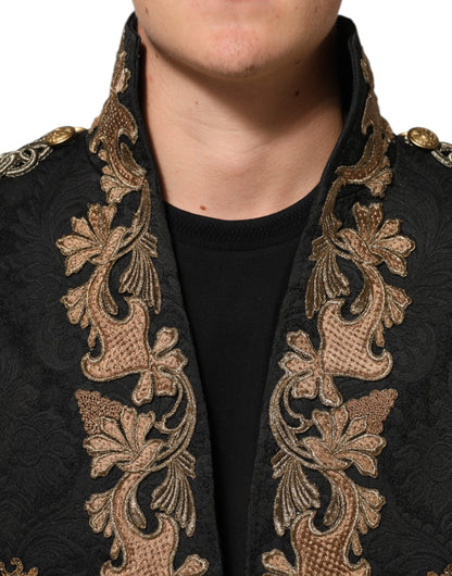Manteau veste homme brodé en brocart noir Dolce &amp; Gabbana
