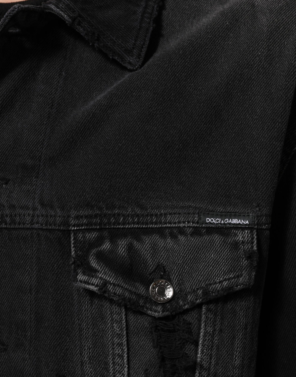 Blouson en jean en coton extensible noir de Dolce & Gabbana