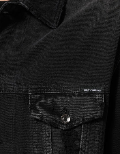 Blouson en jean en coton extensible noir de Dolce &amp; Gabbana