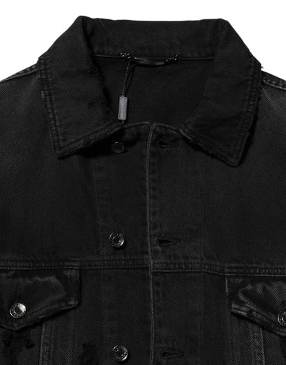Blouson en jean en coton extensible noir de Dolce &amp; Gabbana