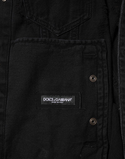 Blouson en jean en coton extensible noir de Dolce &amp; Gabbana