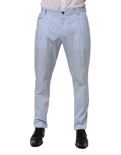 Pantalon homme Dolce &amp; Gabbana en coton stretch bleu clair, coupe fuselée.