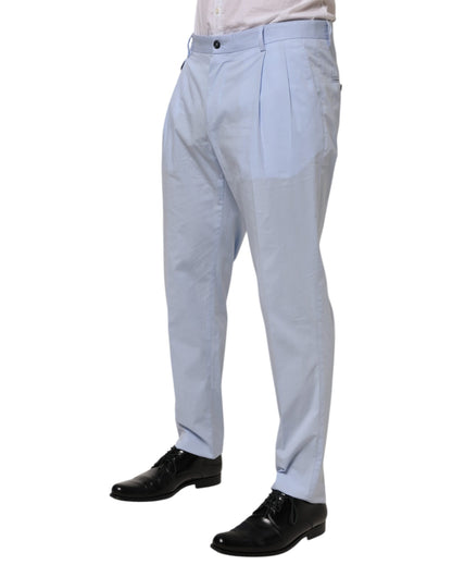 Pantalon homme Dolce &amp; Gabbana en coton stretch bleu clair, coupe fuselée.