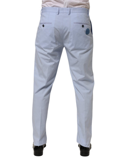 Pantalon homme Dolce &amp; Gabbana en coton stretch bleu clair, coupe fuselée.