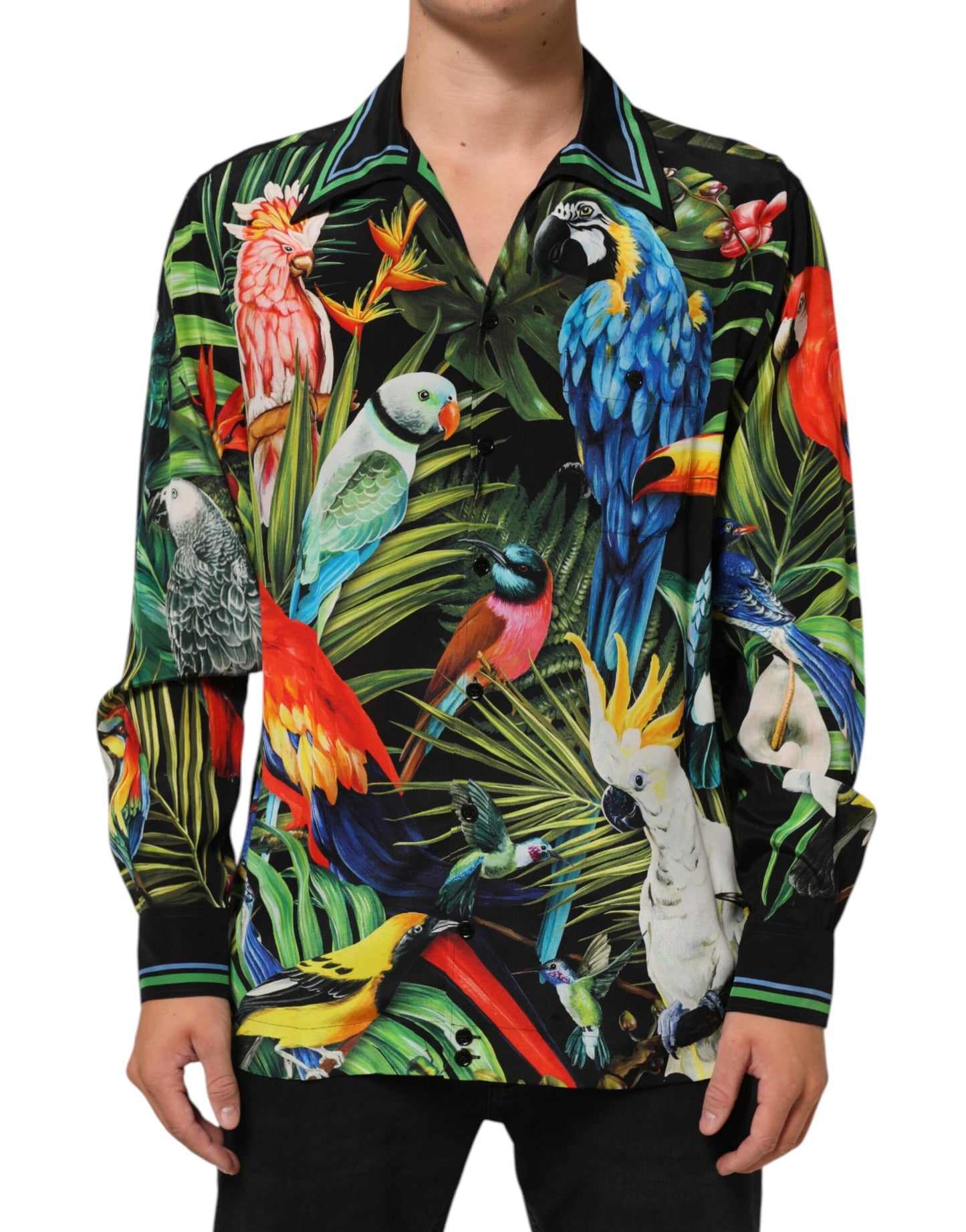 Chemise décontractée à imprimé perroquet multicolore Dolce &amp; Gabbana