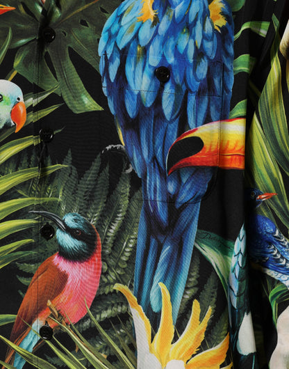 Chemise décontractée à imprimé perroquet multicolore Dolce &amp; Gabbana
