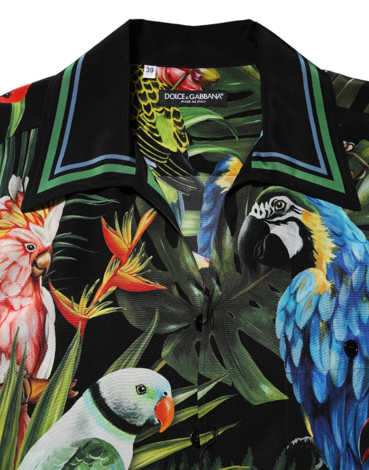Chemise décontractée à imprimé perroquet multicolore Dolce &amp; Gabbana
