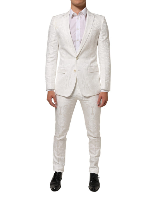Costume formel MARTINI 2 pièces en brocart blanc de Dolce &amp; Gabbana