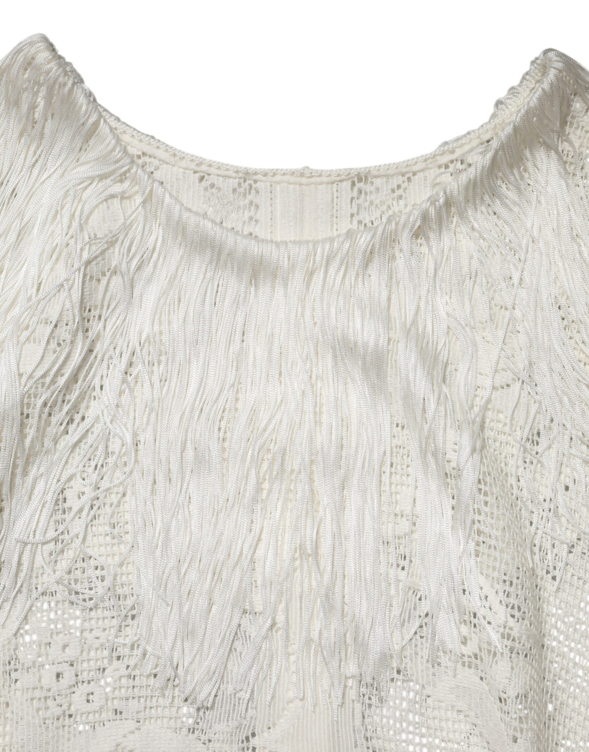 Robe Dolce & Gabbana en Dentelle Florale Blanche à Franges