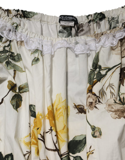 Dolce &amp; Gabbana Witte Minijurk met Off Shoulder Bloemenkant