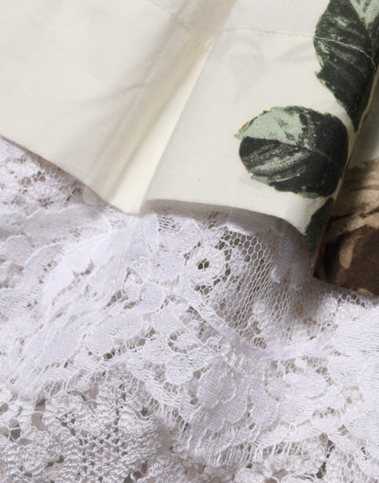 Dolce &amp; Gabbana Witte Minijurk met Off Shoulder Bloemenkant