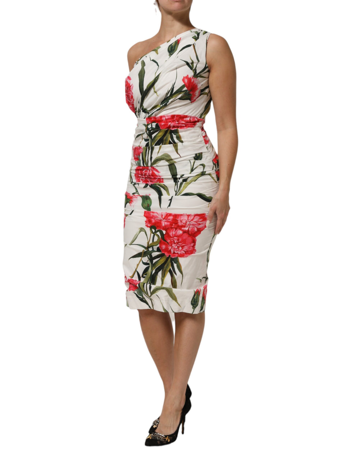 Robe fourreau à fleurs blanche Dolce & Gabbana