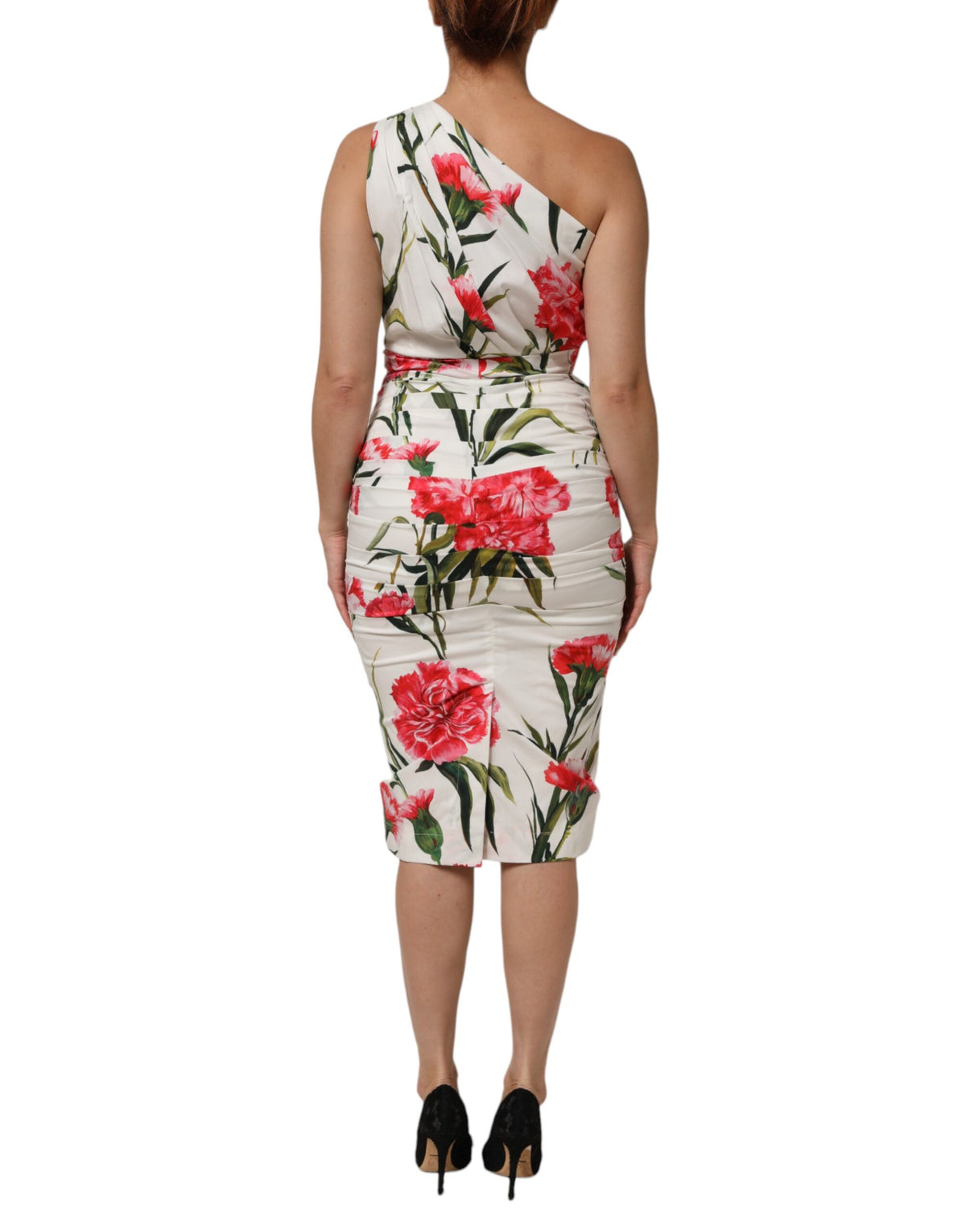 Robe fourreau à fleurs blanche Dolce & Gabbana