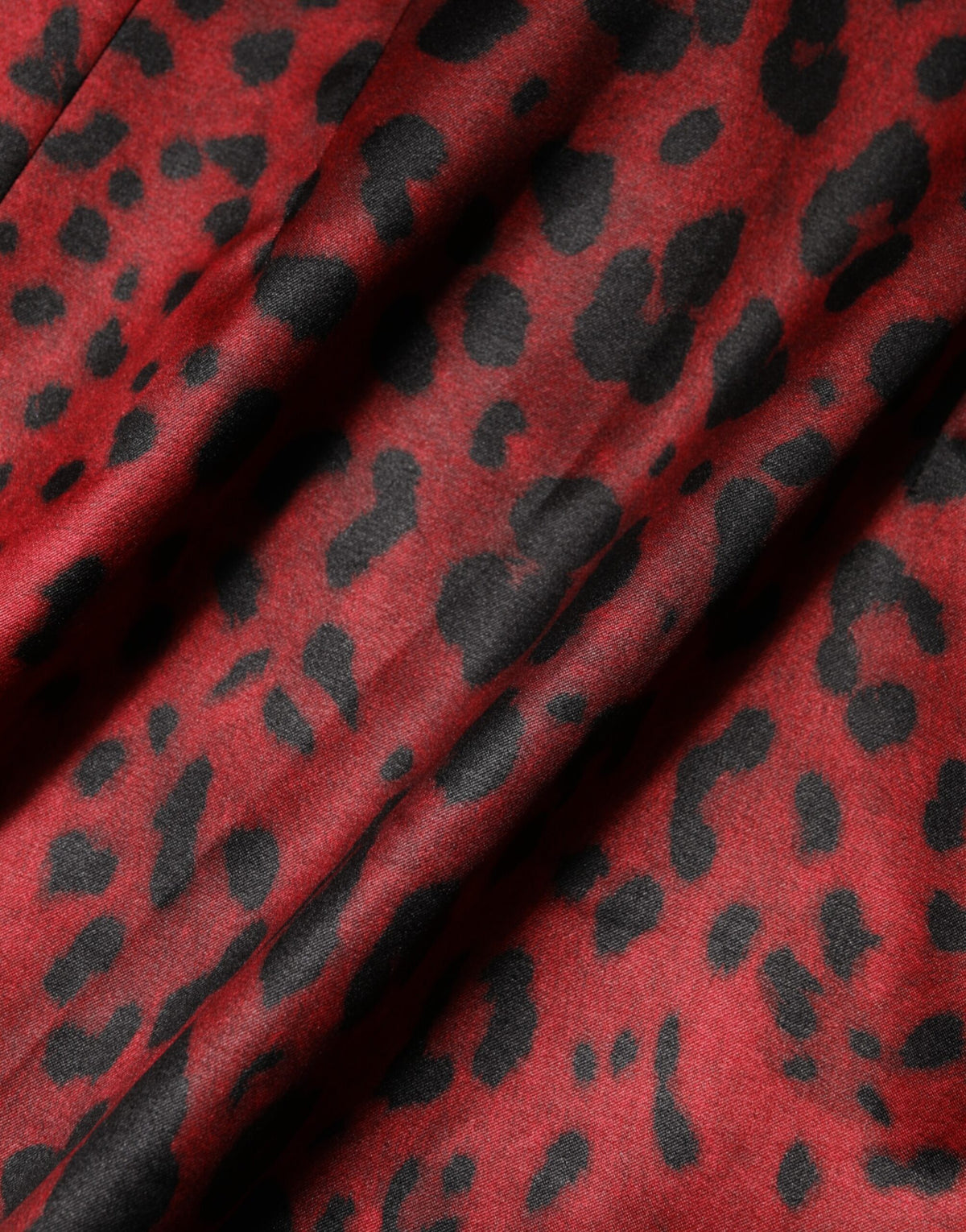 Robe Longue à Manches Longues Léopard Rouge Dolce & Gabbana