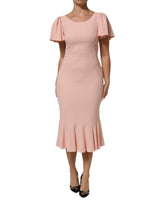 Robe Midi Ajustée Évasée en Viscose Rose Dolce & Gabbana