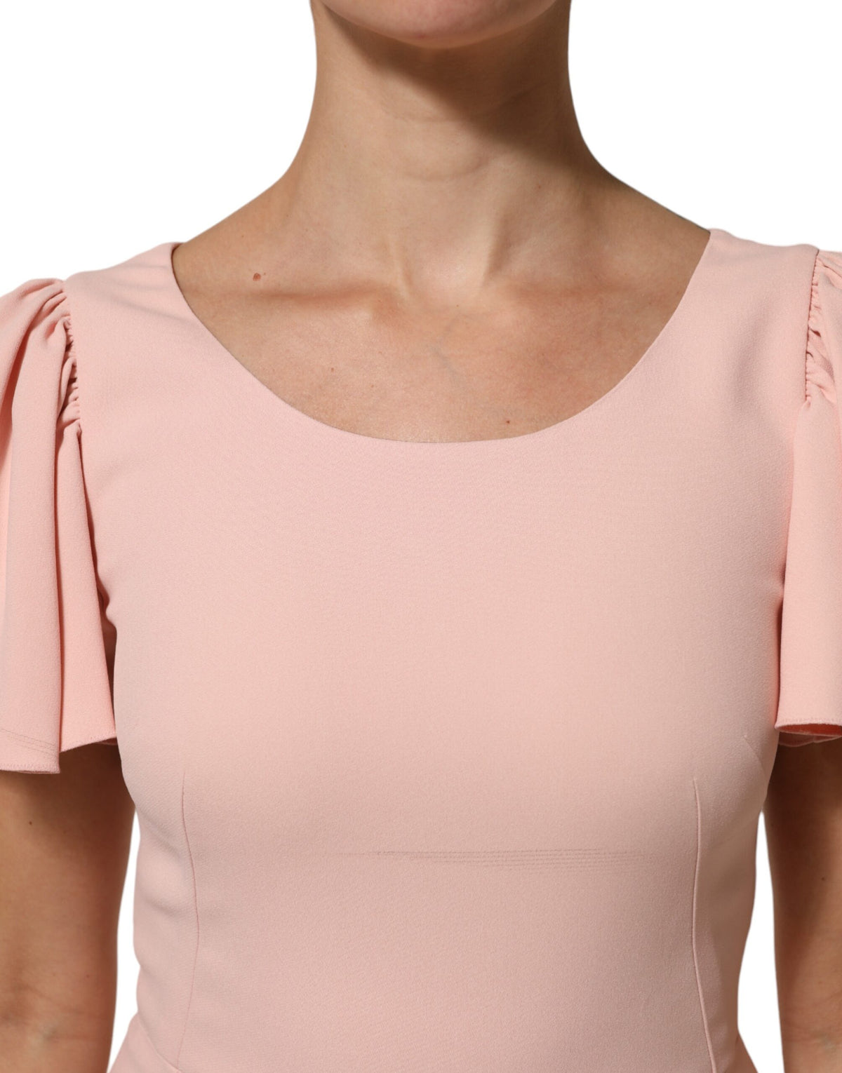 Robe Midi Ajustée Évasée en Viscose Rose Dolce & Gabbana