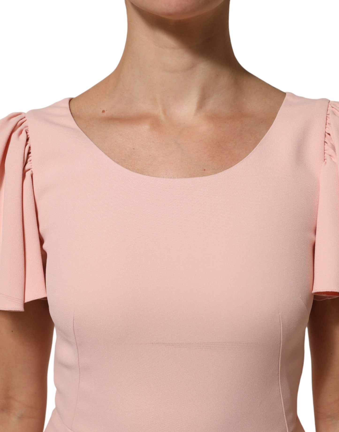 Dolce &amp; Gabbana roze viscose korte mouwen mantel midi-jurk