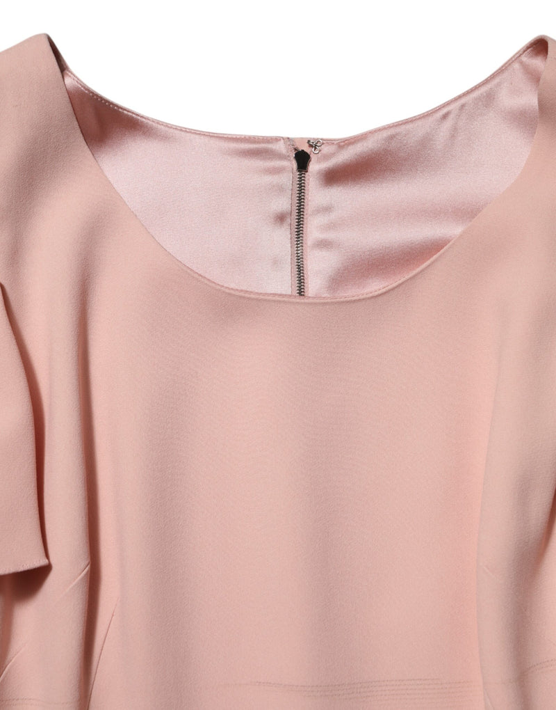 Dolce & Gabbana Pink Viscose Short Sleeves Sheath Midi Dress